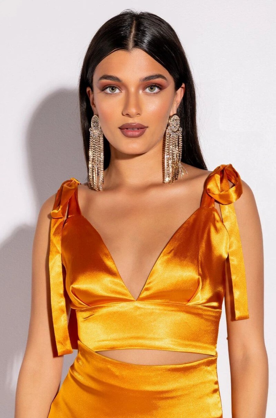 Crop Tops & Bralettes * | Golden Hour Tie Sleeve Crop Top Yellow