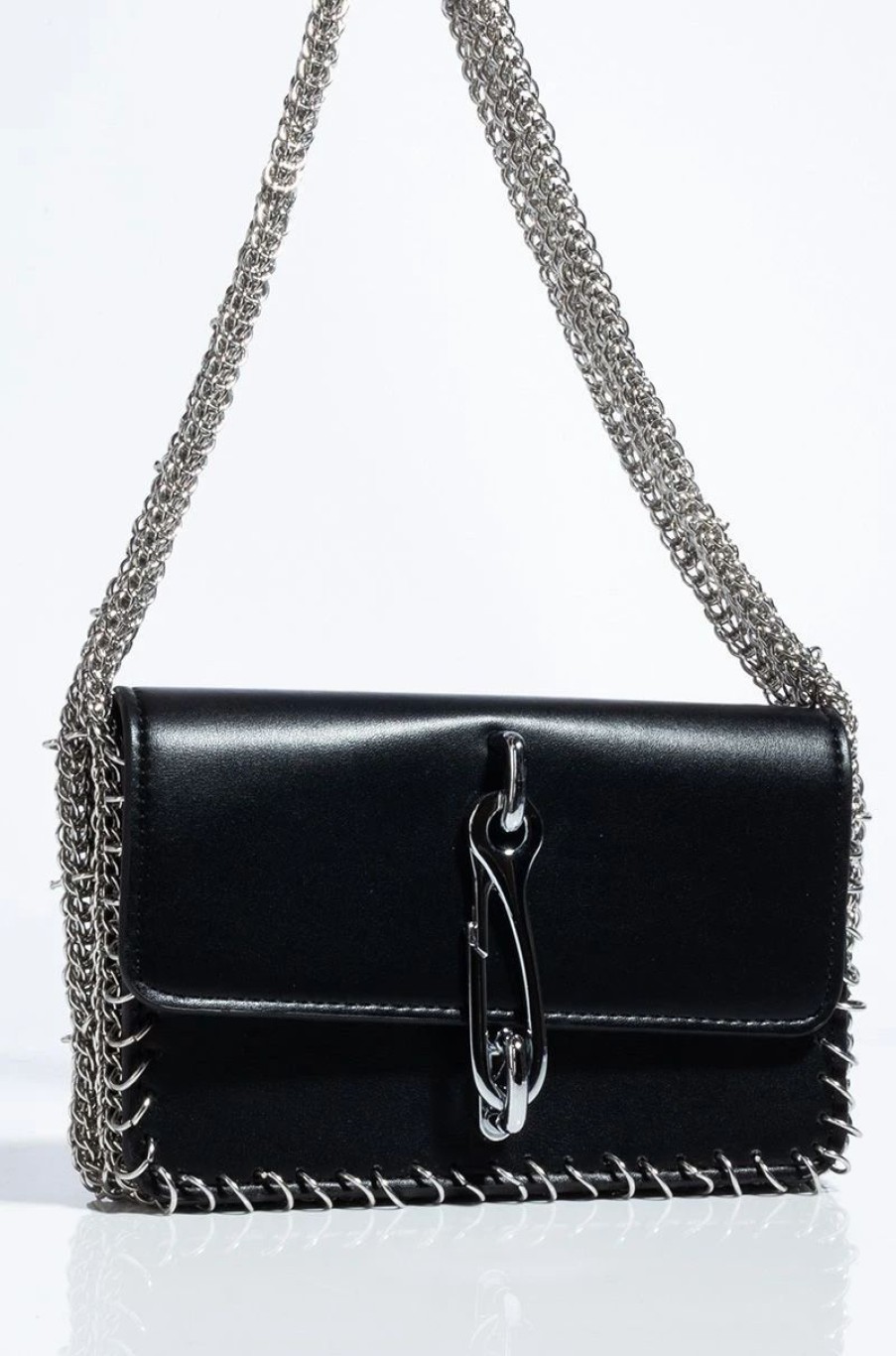 Handbags, Clutches & Wallets * | Wang La Ultra Chain Baguette Purse Black