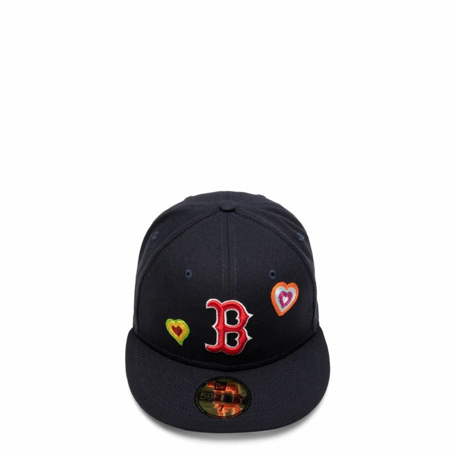 Headwear * | New Era 59Fifty Boston Red Sox Chain Stitch Heart Fitted Cap Navy