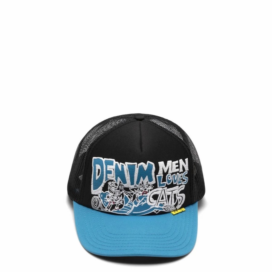 Headwear * | Kapital Denim Men Love Cats Trucker Cap Black/Purple