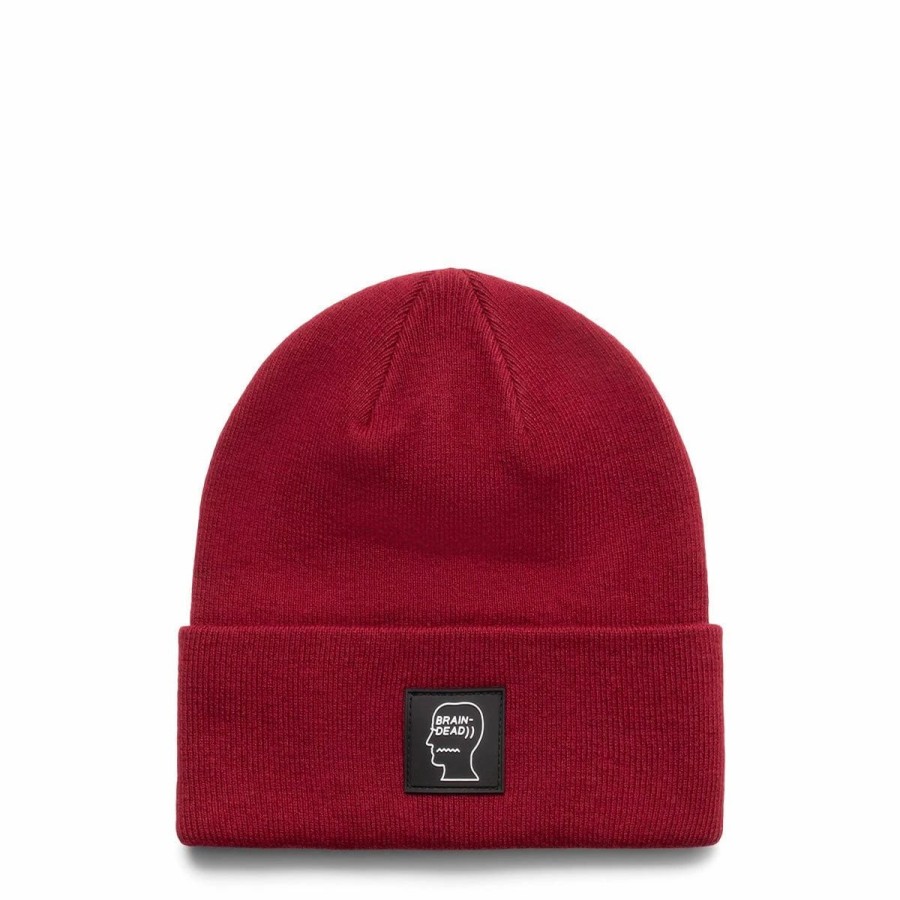 Headwear * | Brain Dead Logo Head Wool Beanie Maroon