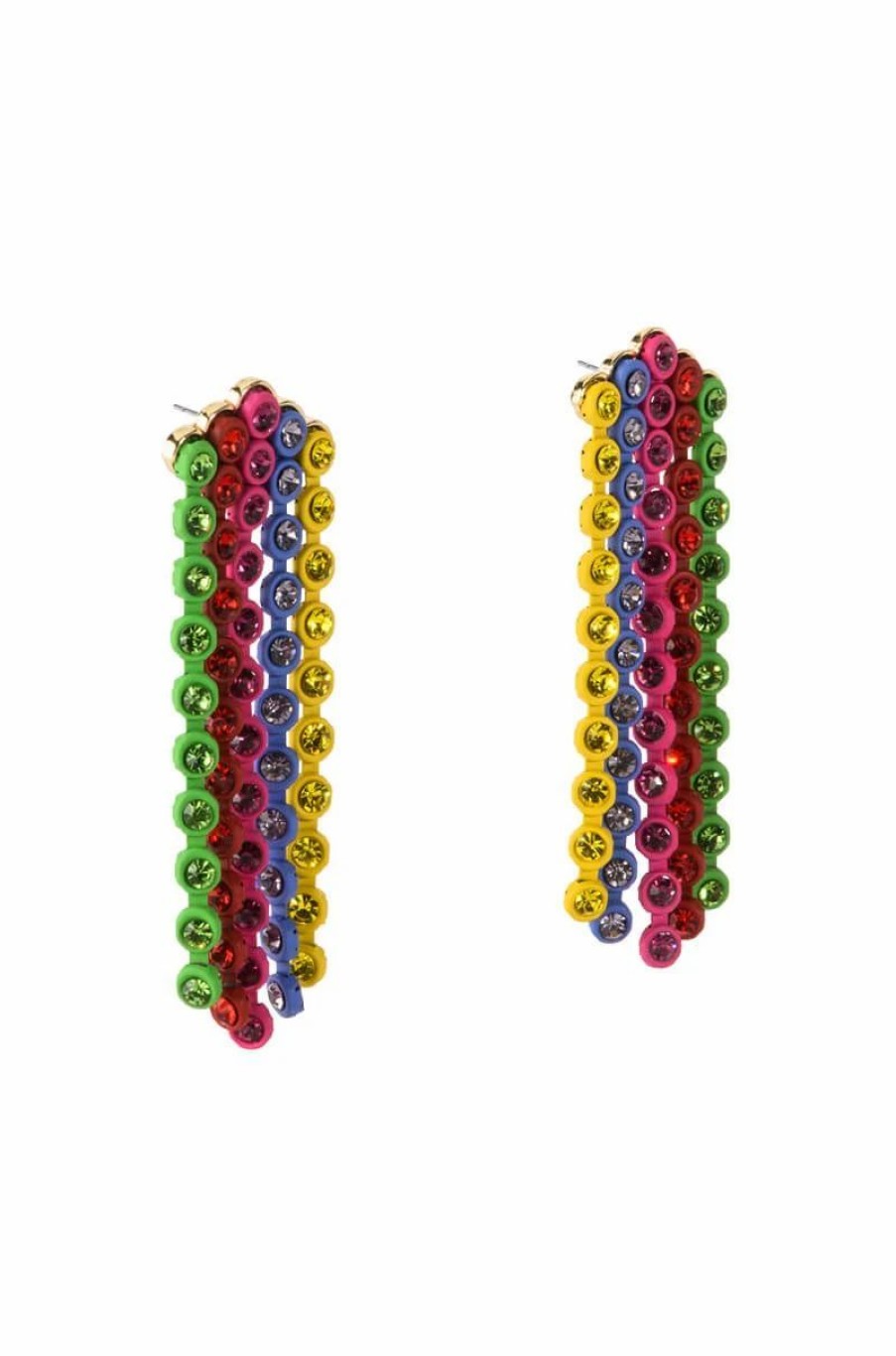 Jewelry * | Rainbow Road Rhinestone Chandelier Earrings Multi