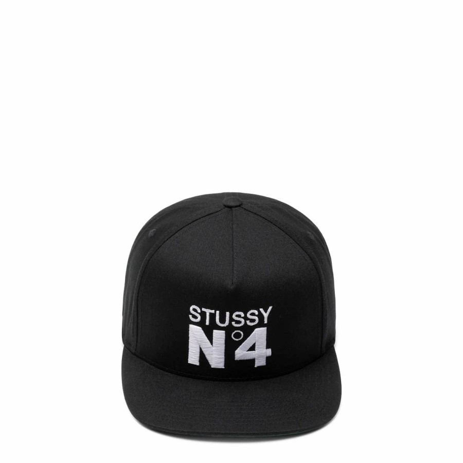 Headwear * | Stussy No.4 Point Crown Cap Black