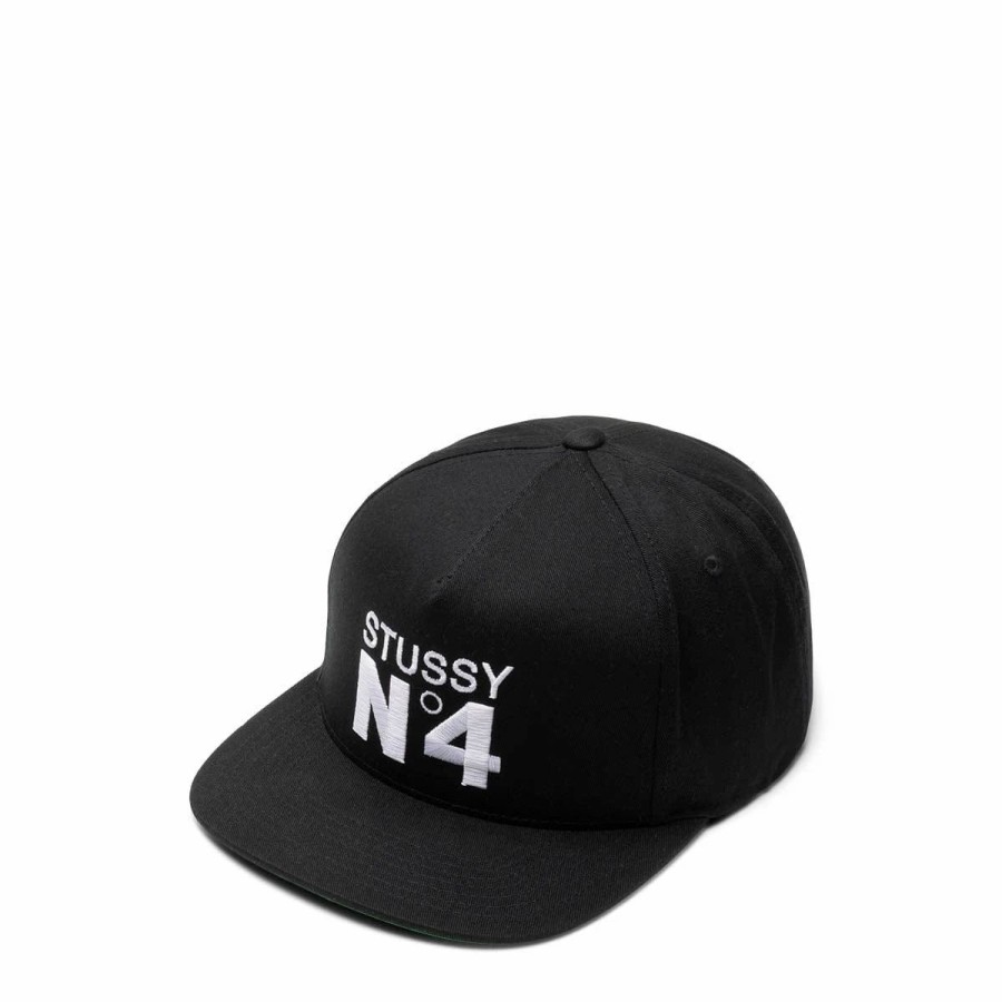 Headwear * | Stussy No.4 Point Crown Cap Black